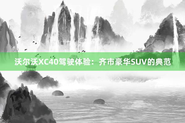 沃尔沃XC40驾驶体验：齐市豪华SUV的典范